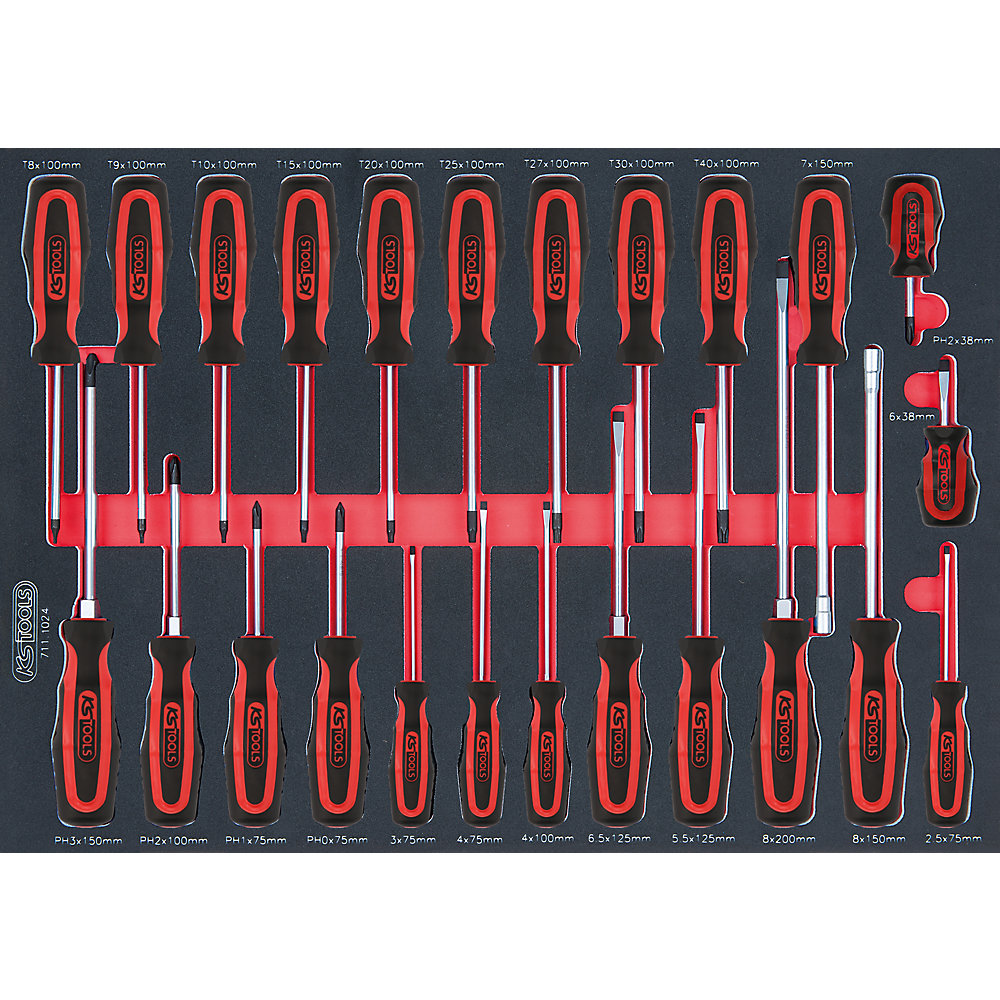 KS Tools Set di cacciaviti SCS ERGOTORQUEplus, 24 pezzi, inserto grande come il cassetto