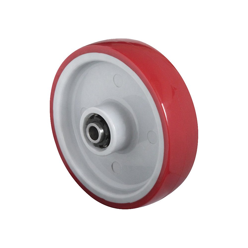 Roue en PU rouge sur jante en polyamide