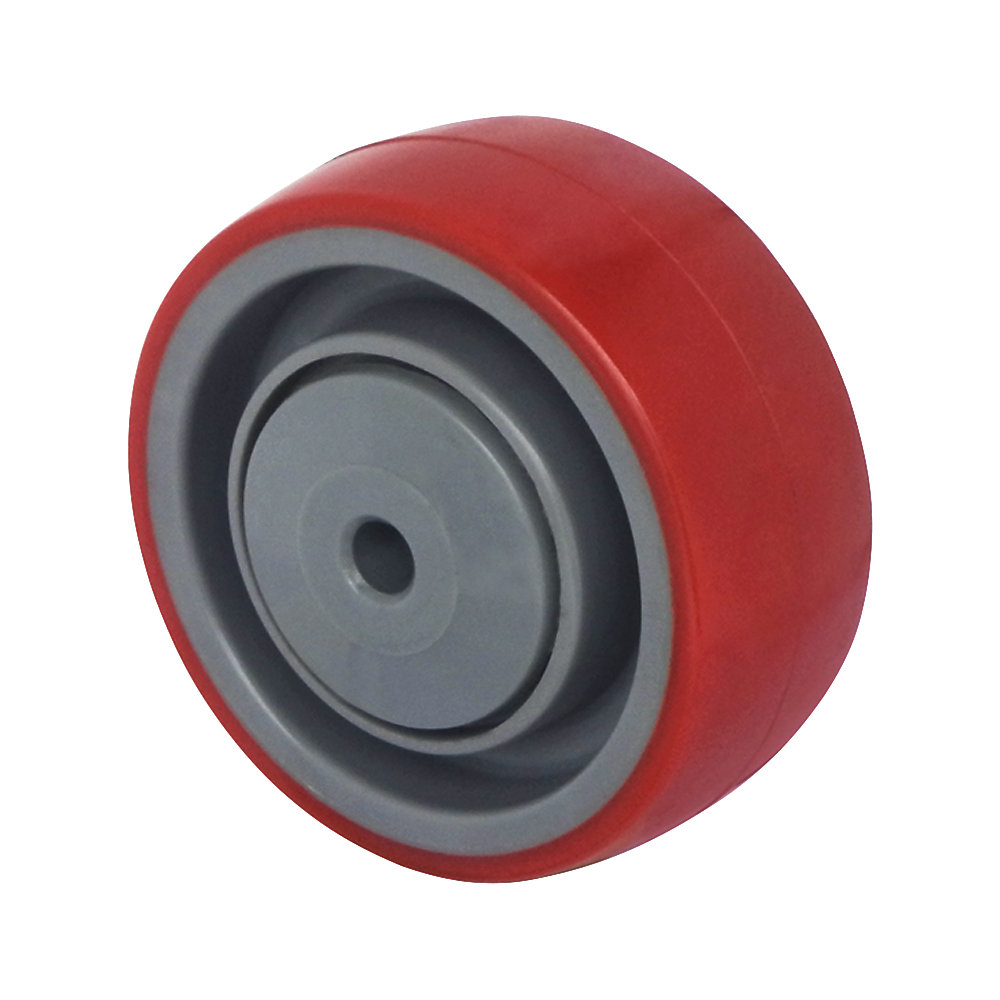 Roue en PU rouge sur jante en polyamide