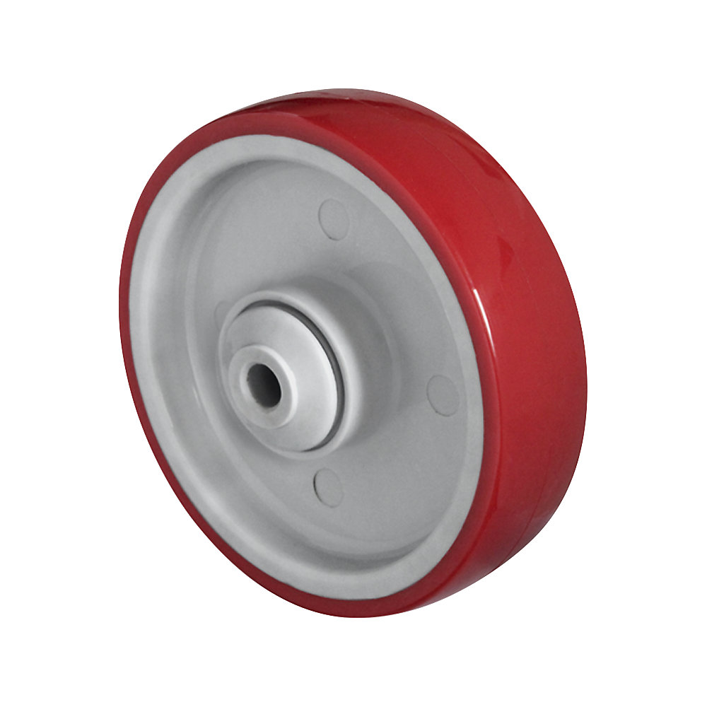 Roue en PU rouge sur jante en polyamide