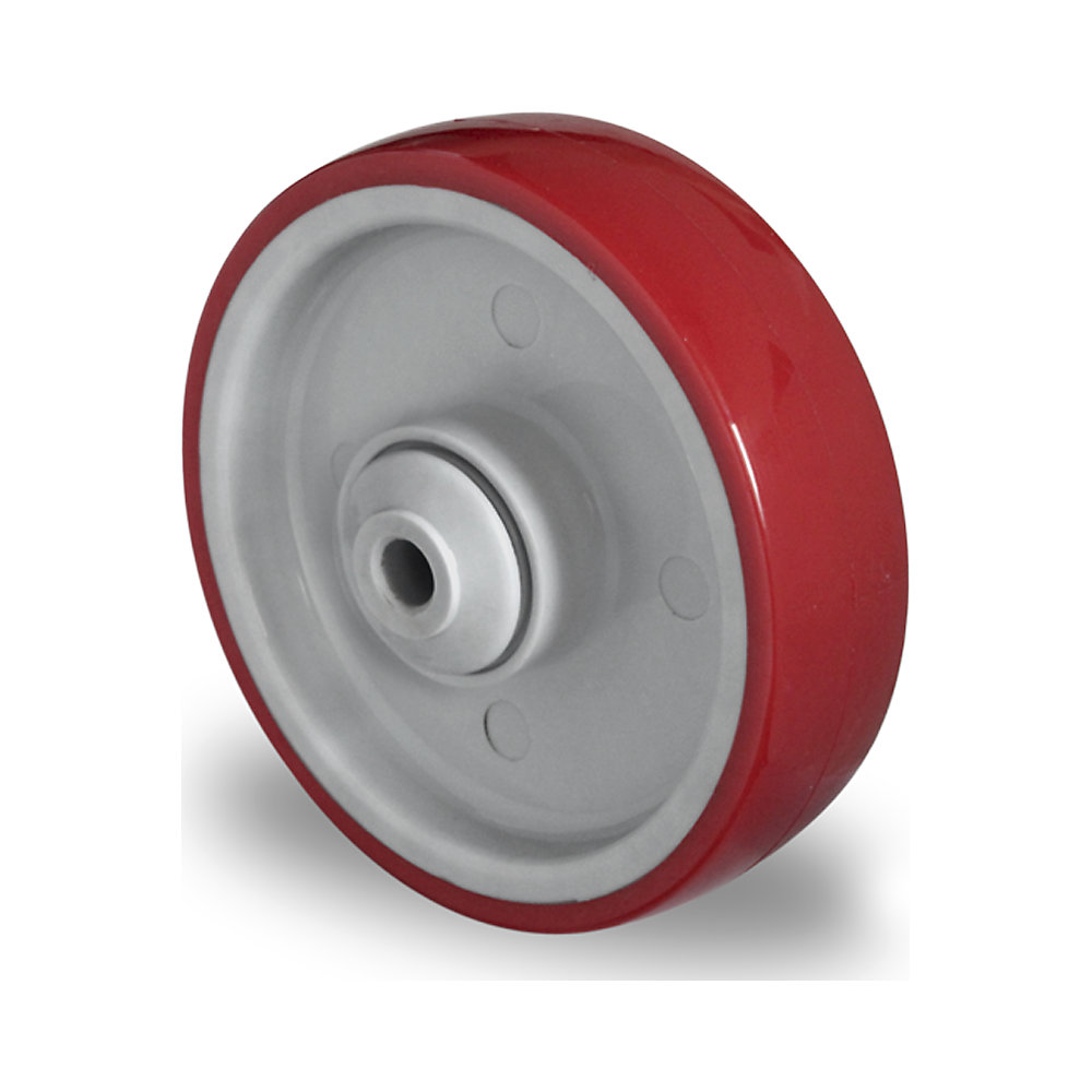 Roue en PU rouge sur jante en polyamide