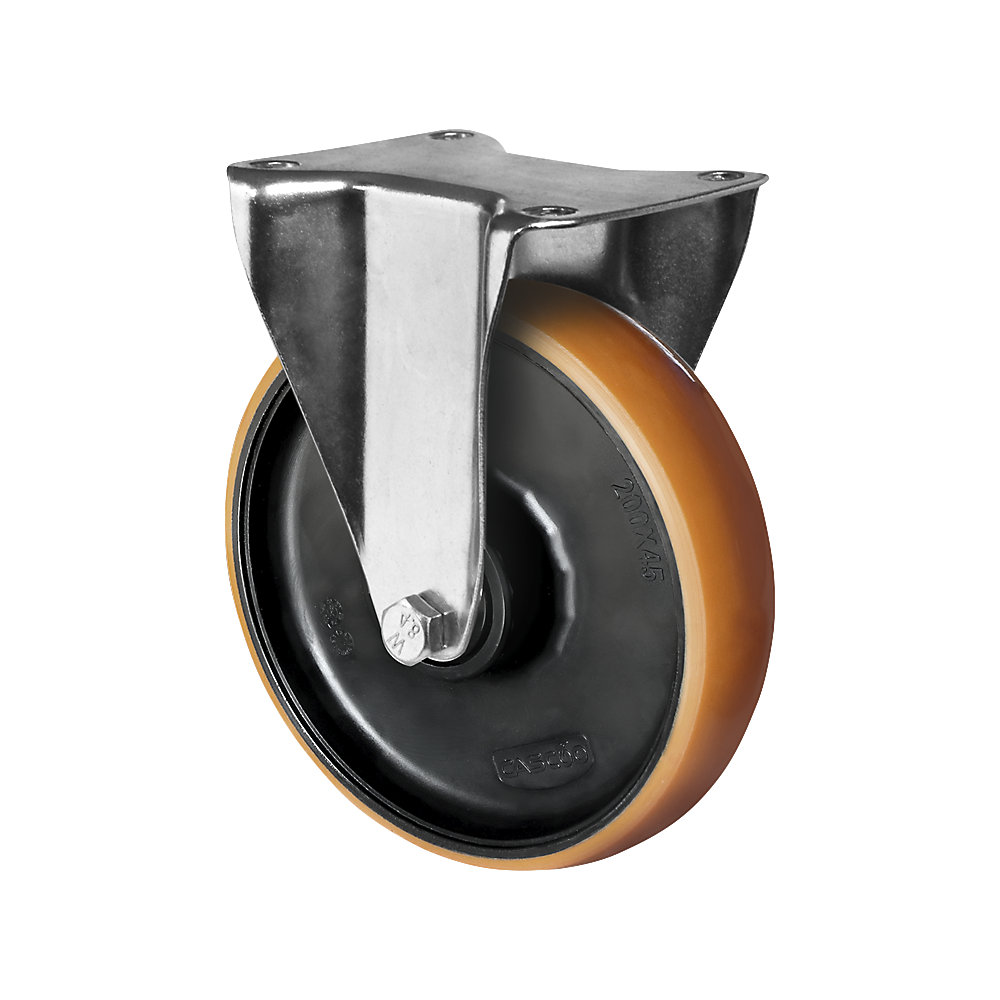 Roulette polyuréthane marron sur jante polyamide