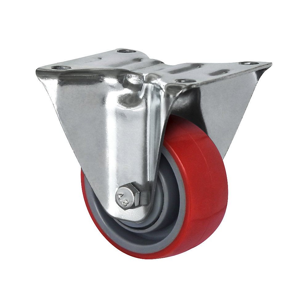 Roulette en PU rouge sur jante en polyamide