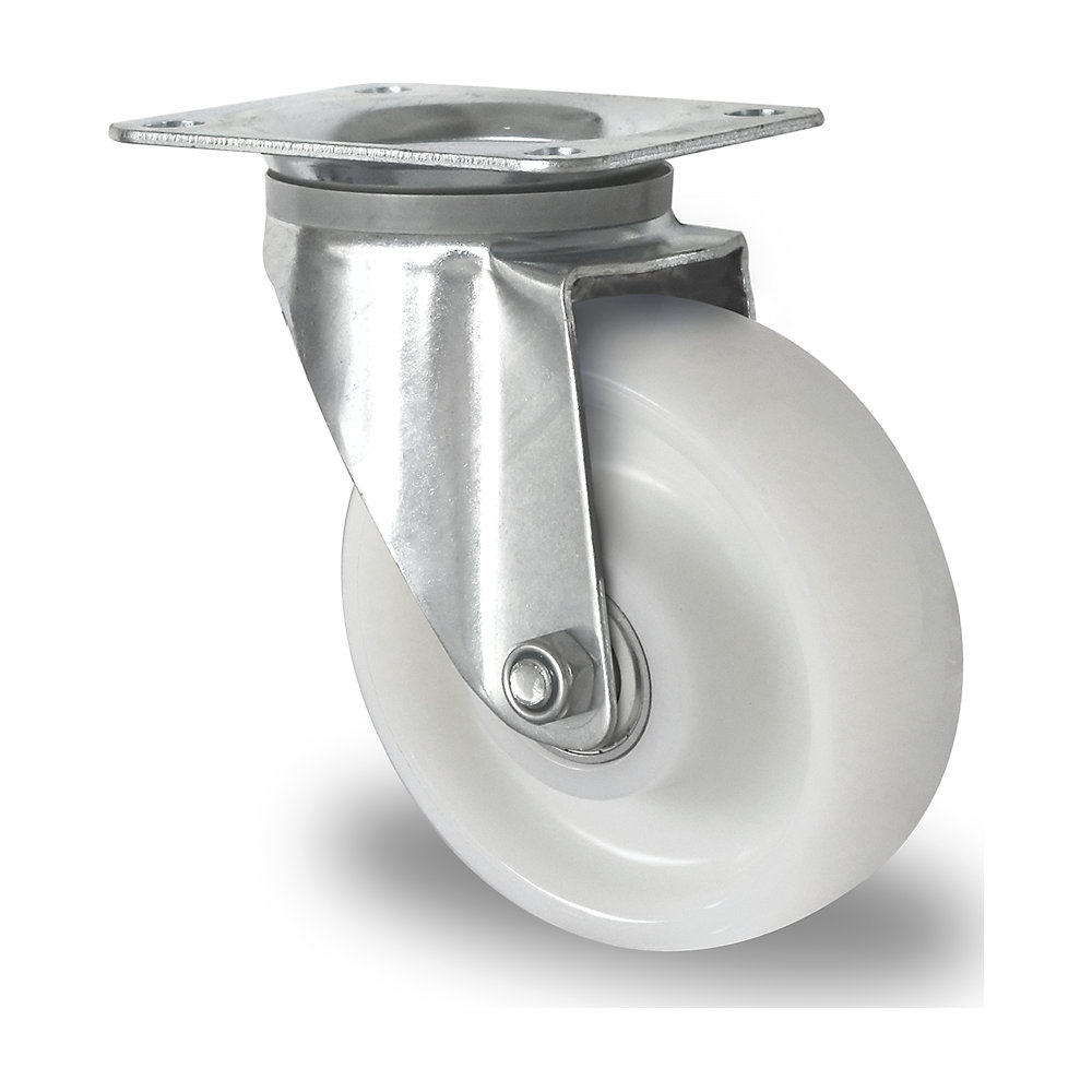 Roue polyamide, chape en tôle d'acier