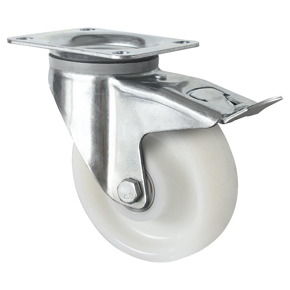 Roue polyamide, chape en tôle d'acier