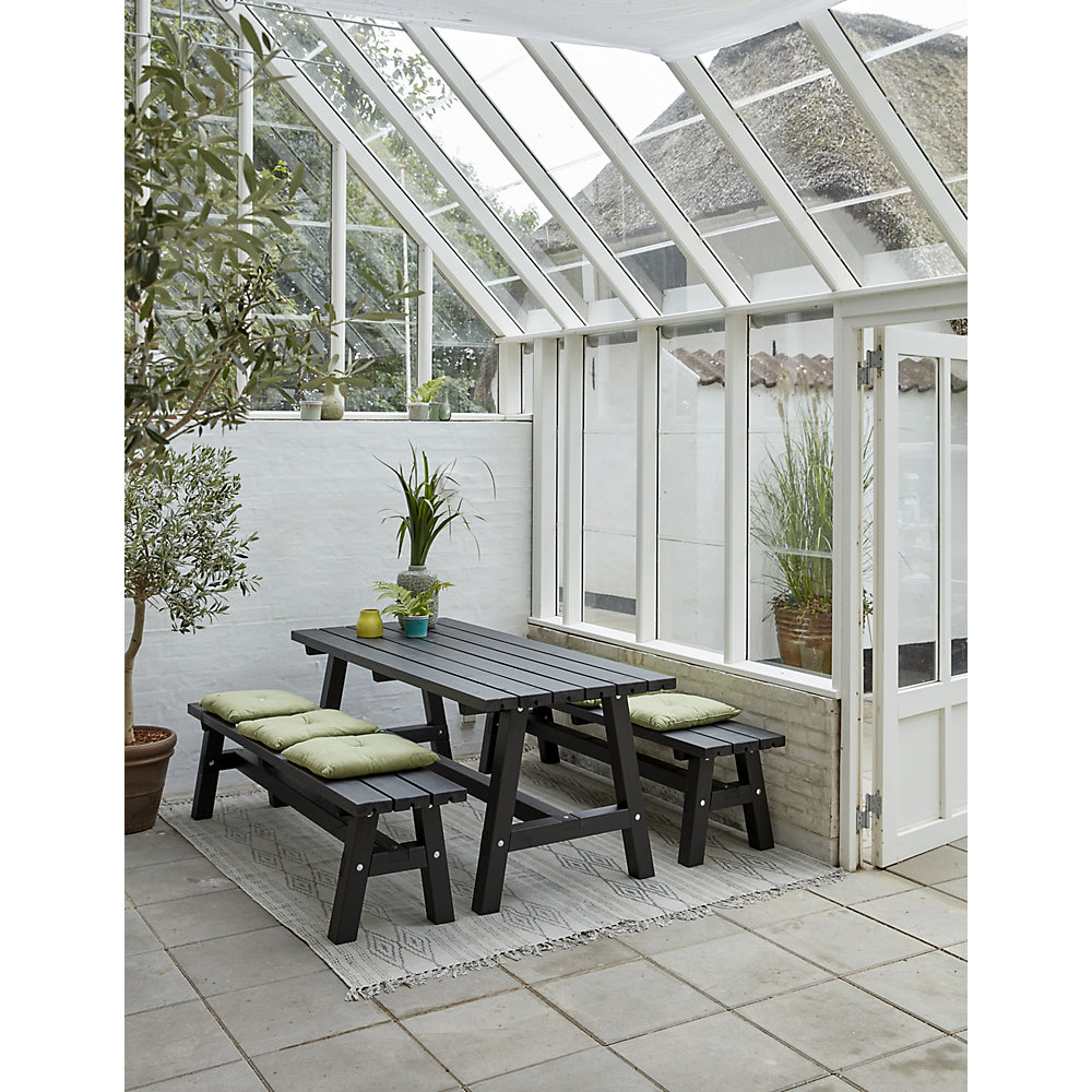 Kaiserkraft Seating Set with Table and 2 Benches Softwood Black 2