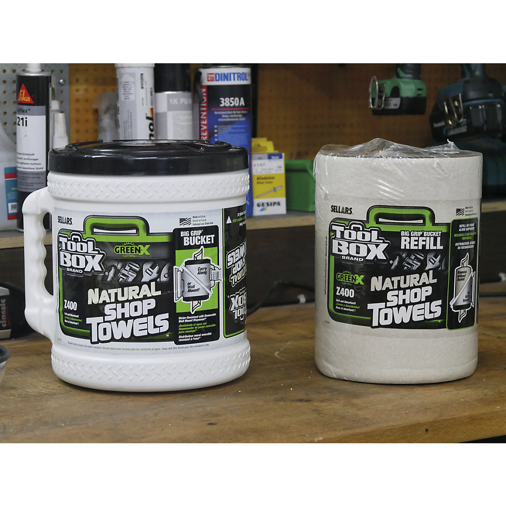 kaiserkraft BigGrip® Wischtuch-Spender, VE 2 Spender, inkl. 2 GreenX® Wischtuchrollen, PE, HxØ 265 x 270 mm 2