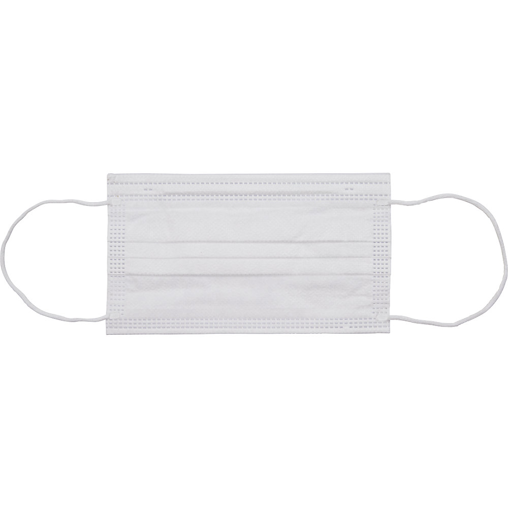 Disposable face masks (pack of 50 - 1200 masks), 3-ply fleece, white, pack of 50