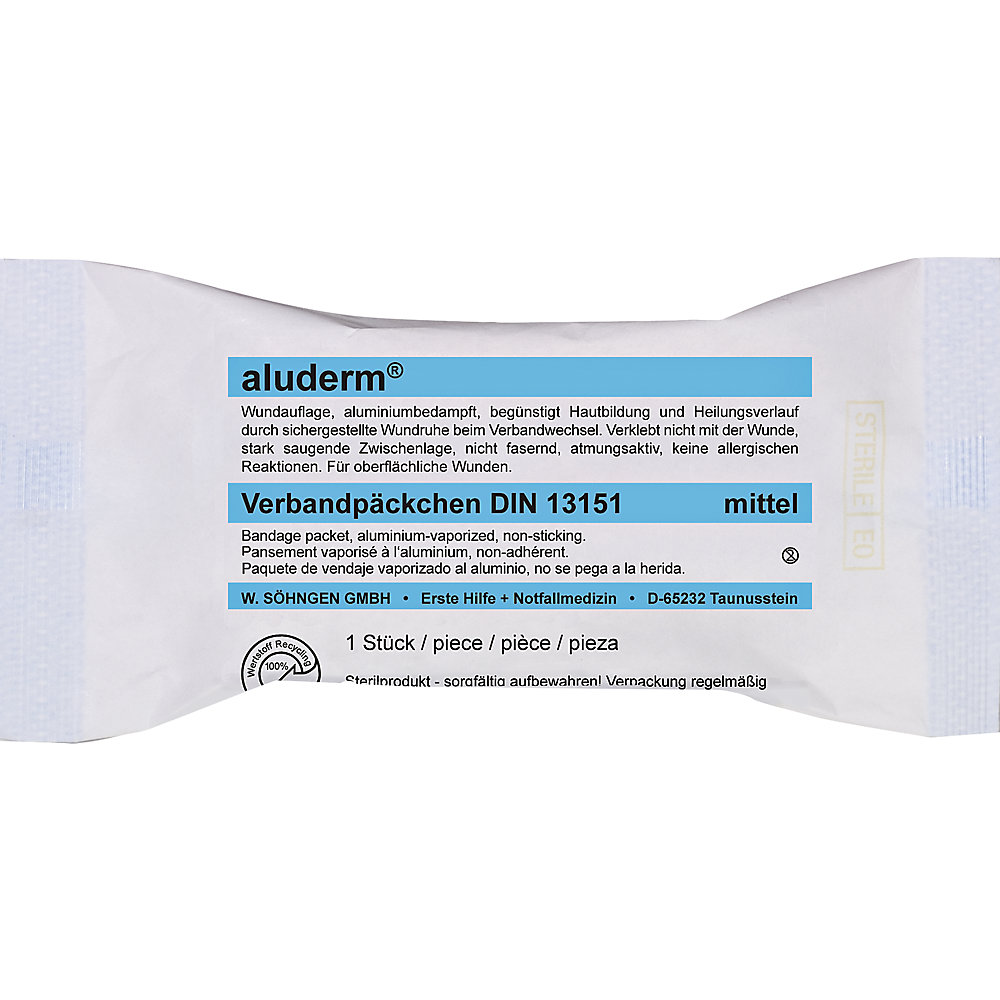 kaiserkraft aluderm®-Verbandpäckchen, Inhalt nach DIN 13151, ab 20 Stk, Kompresse mittel 2