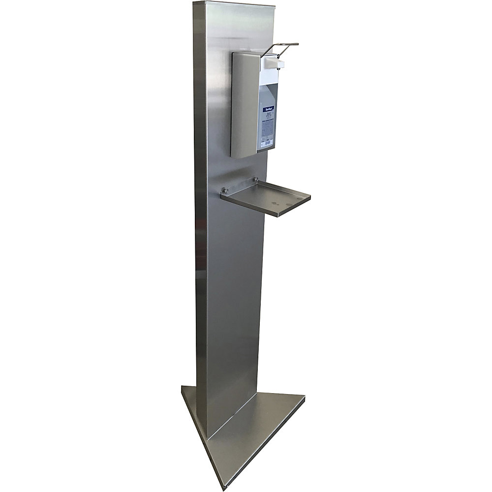 Colonne de désinfection, avec distributeur à levier, pied triangulaire, h x l x p 1400 x 440 x 505 mm