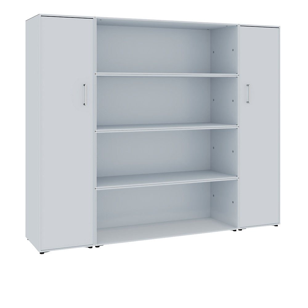 Rayonnage et armoire à portes battantes combinés