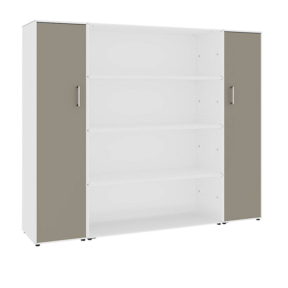 Rayonnage et armoire à portes battantes combinés