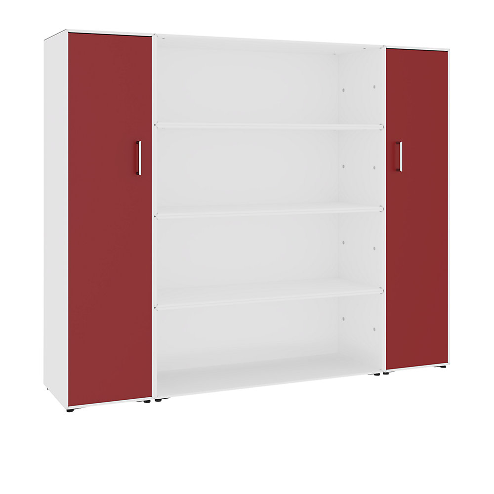 Rayonnage et armoire à portes battantes combinés