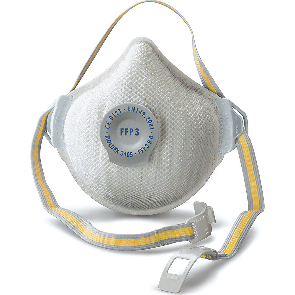 MOLDEX Masque de protection respiratoire FFP3 R D avec clapet d'expiration AIR PLUS, réutilisable, lot de 5, blanc
