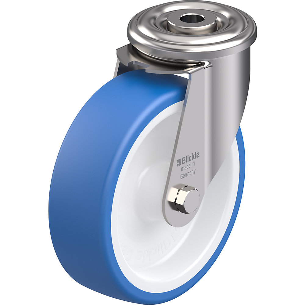 Roue en TPU, chape en inox avec œil central