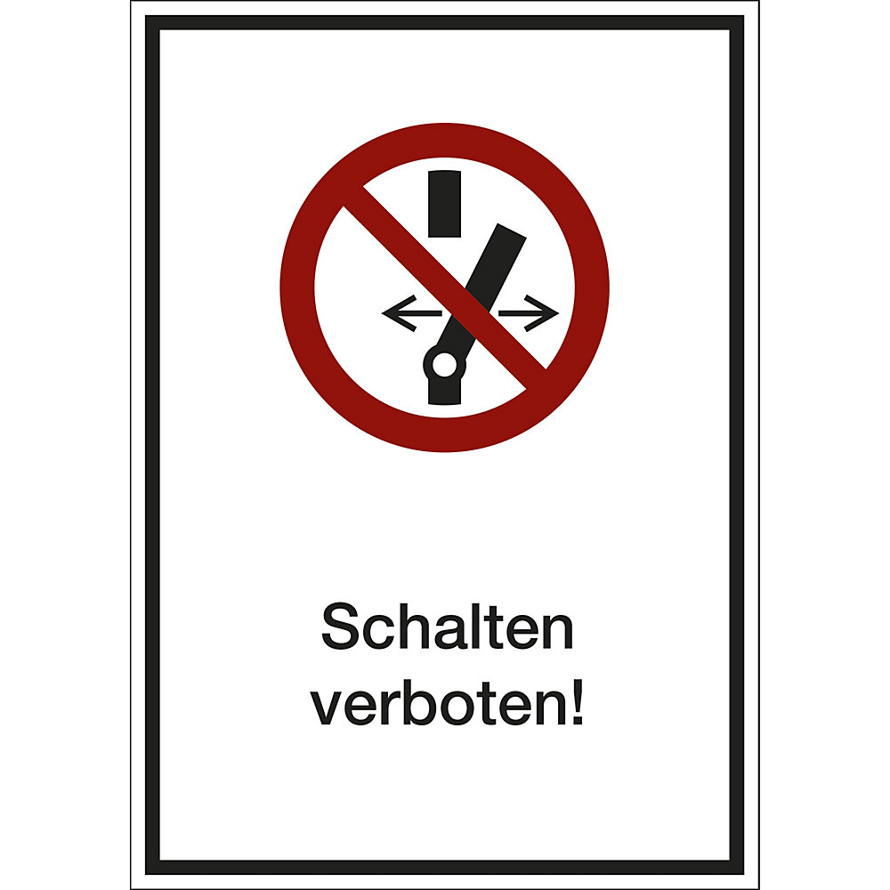 kaiserkraft Kombizusatzschild mit Text für Verbotszeichen, Schalten verboten!, VE 10 Stk, Kunststoff, LxHxT 210 x 297 x 1 mm