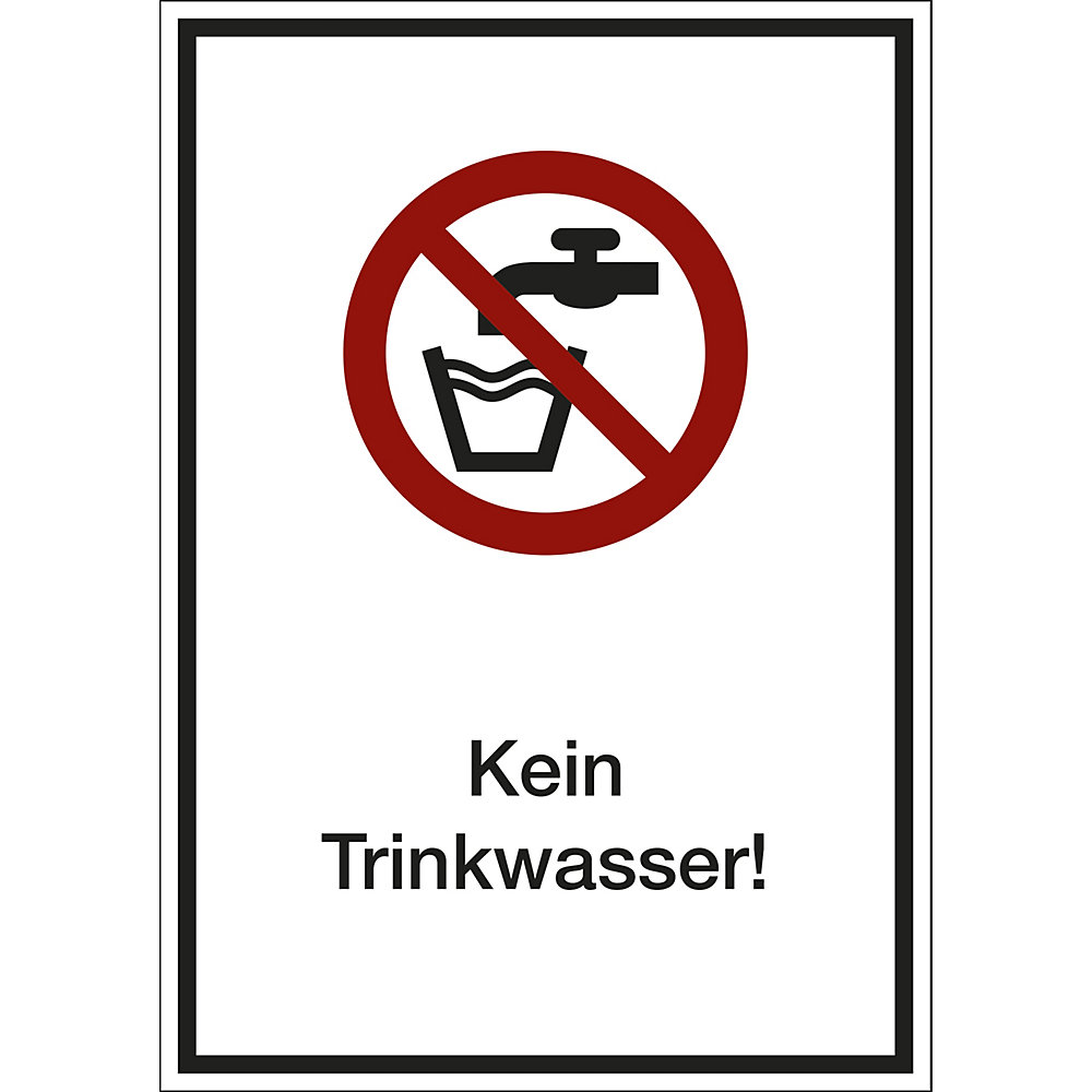kaiserkraft Kombizusatzschild mit Text für Verbotszeichen, Kein Trinkwasser, VE 10 Stk, Kunststoff, LxHxT 210 x 297 x 1 mm
