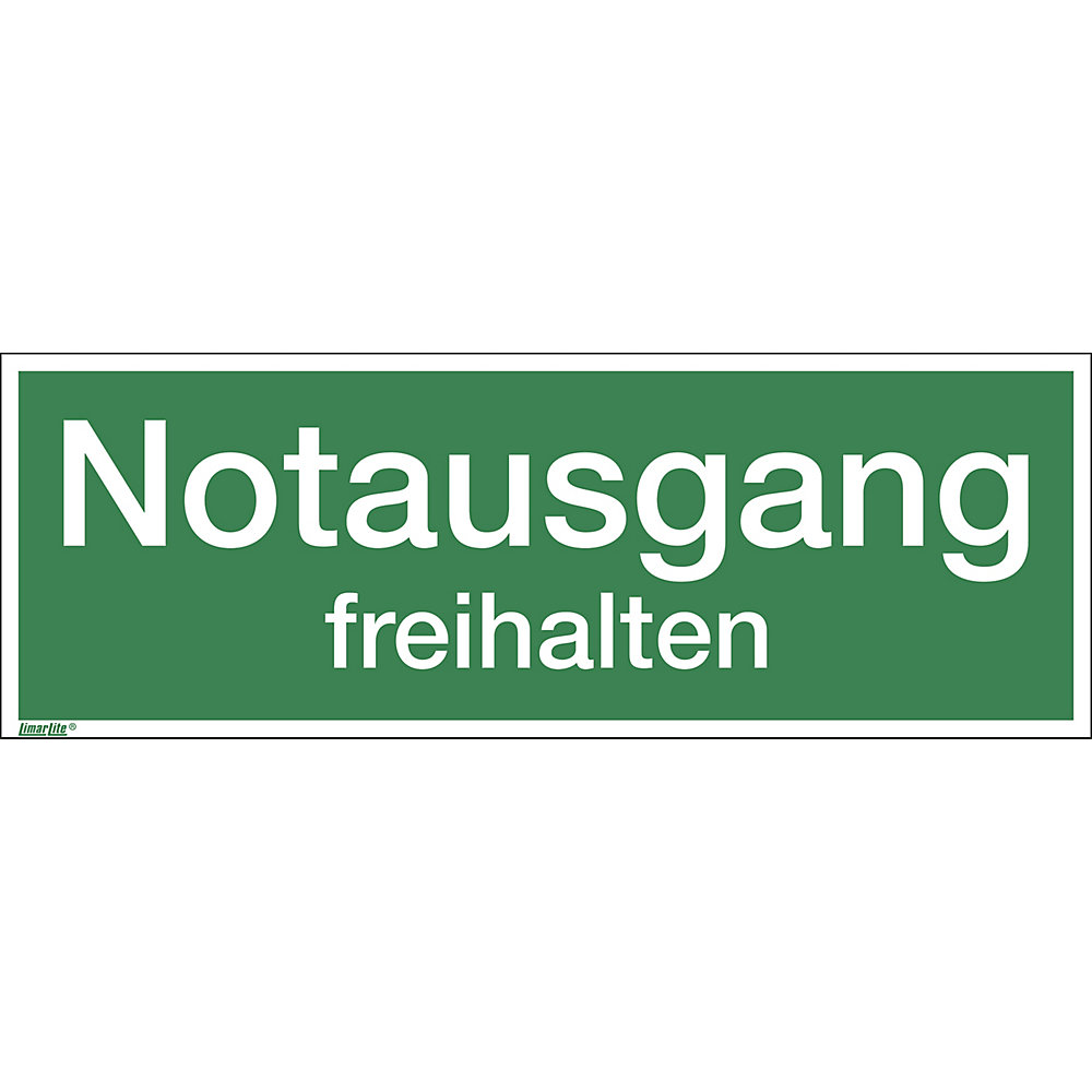 kaiserkraft Kombizusatzschild mit Text für Rettungszeichen, Notausgang freihalten, VE 10 Stk, Folie, langnachleuchtend, LxHxT 297 x 105 x 0,4 mm