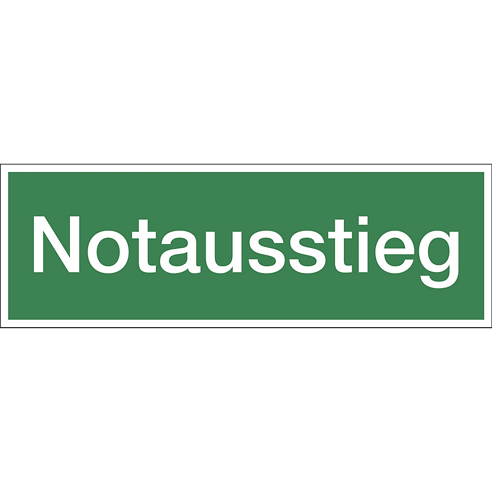 kaiserkraft Kombizusatzschild mit Text für Rettungszeichen, Notausstieg, Folie, VE 10 Stk, Kunststoff, LxHxT 300 x 100 x 1 mm