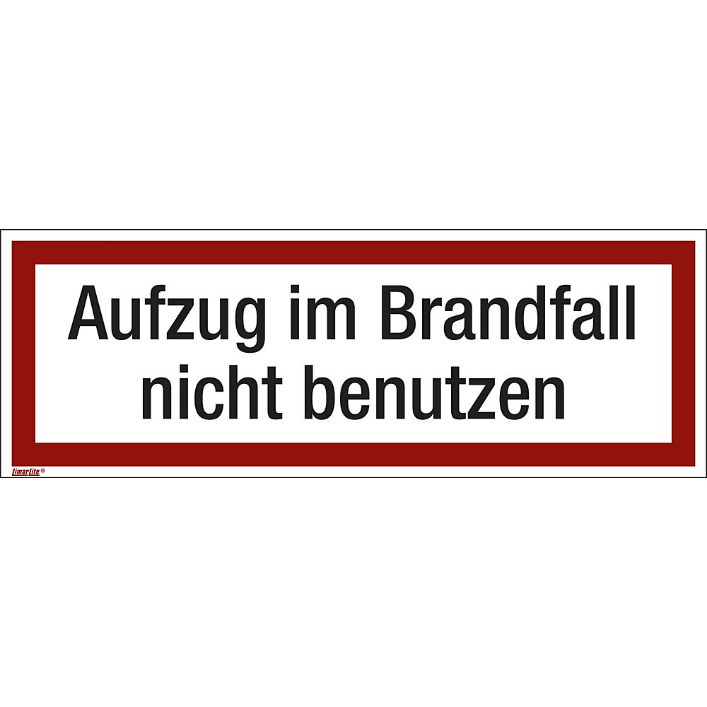 kaiserkraft Brandschutzkennzeichen für die Feuerwehr, Aufzug im Brandfall nicht benutzen, VE 10 Stk, Folie, langnachleuchtend, LxH 210 x 74 mm