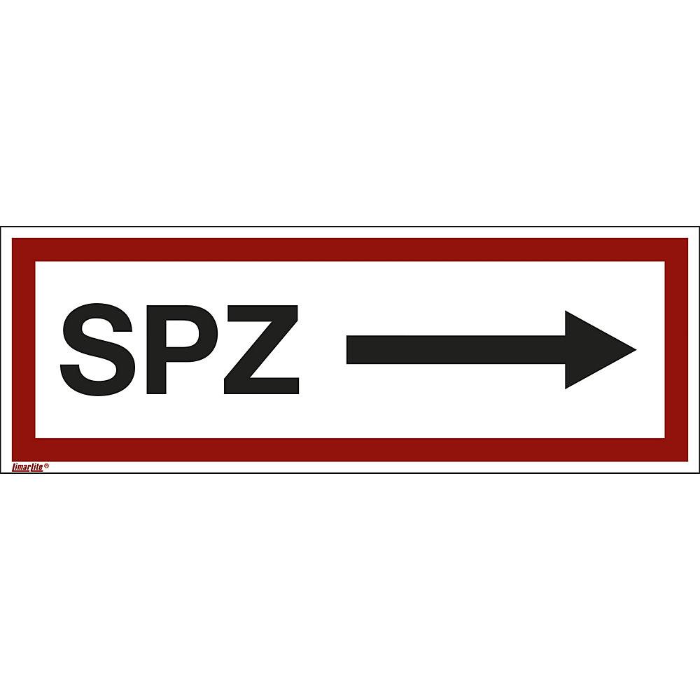 kaiserkraft Brandschutzkennzeichen für die Feuerwehr, SPZ, Pfeil nach rechts, VE 10 Stk, Kunststoff, langnachleuchtend, LxH 297 x 105 mm