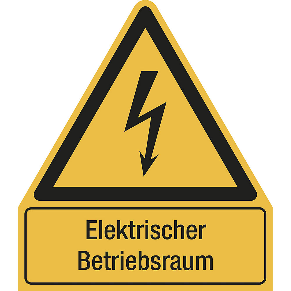 kaiserkraft Kombischilder mit Text für Warnkennzeichen, Elektrischer Betriebsraum etc., dreieckig, VE 10 Stk, Kunststoff, LxH 210 x 240 mm