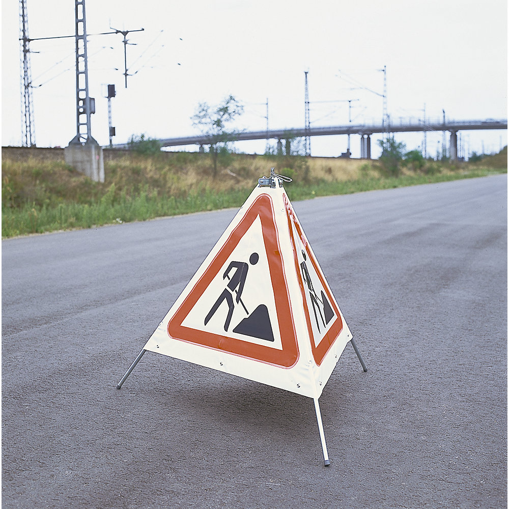 Faltsignal, dreibeinig, Motiv Baustelle, tagesleuchtend, 700 mm, ab 10 Stk Moravia