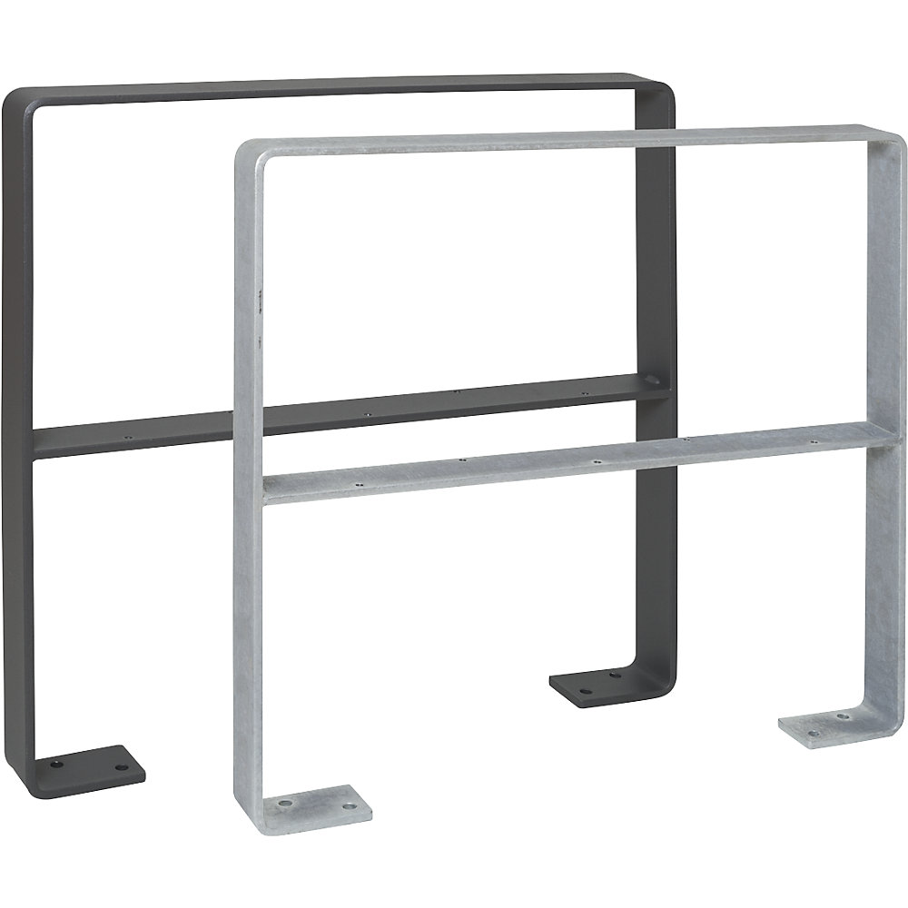 Anlehnbügel GILA, Stahl 70 x 10 mm, mit Knieholm, feuerverzinkt, eisenglimmer Moravia 2