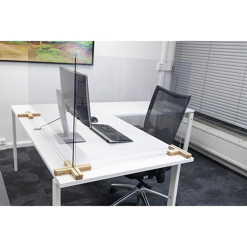 Fußverbinder für Trennscheiben, Kreuz-Form, 4-Wege, LxBxH 200 x 200 x 30 mm, ab 5 Stk SMIT VISUAL 2