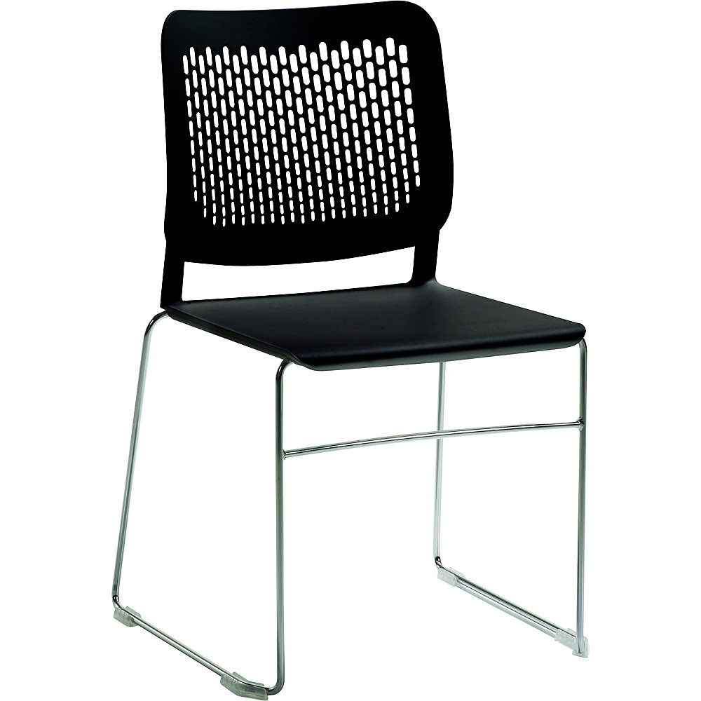 Chaise empilable à piétement luge chromé