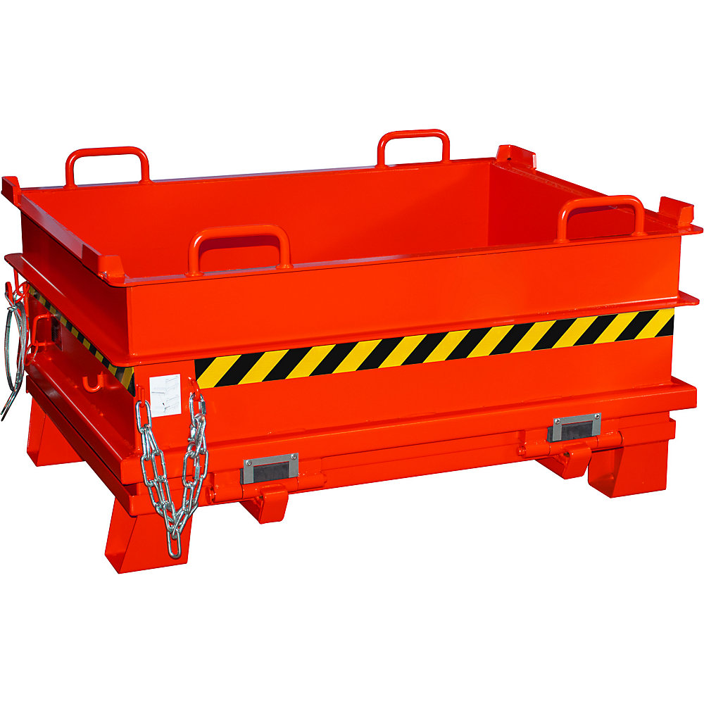 Klappbodenbehälter BC, Volumen 0,5 m³, Traglast 1000 kg, feuerrot eurokraft pro 2