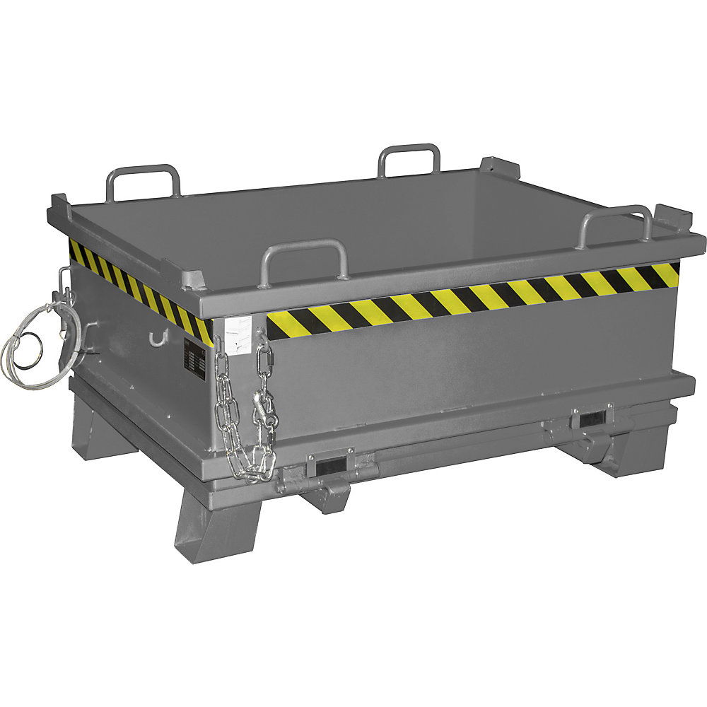 Klappbodenbehälter SB, Volumen 0,5 m³, Traglast 1000 kg, mausgrau eurokraft pro 2