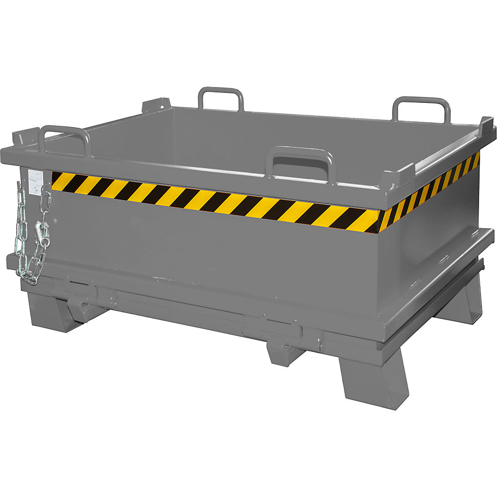 Klappbodenbehälter SB, Volumen 0,5 m³, Traglast 1000 kg, mausgrau eurokraft pro