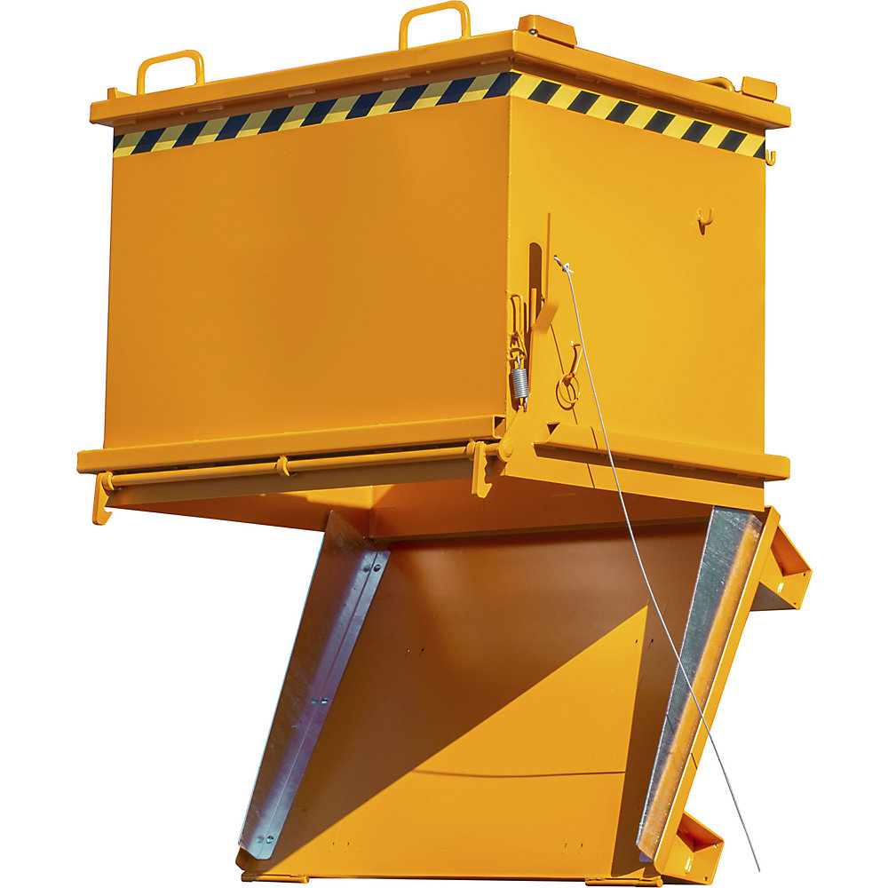 Klappbodenbehälter SB, Volumen 1 m³, Traglast 2000 kg, gelborange eurokraft pro 2