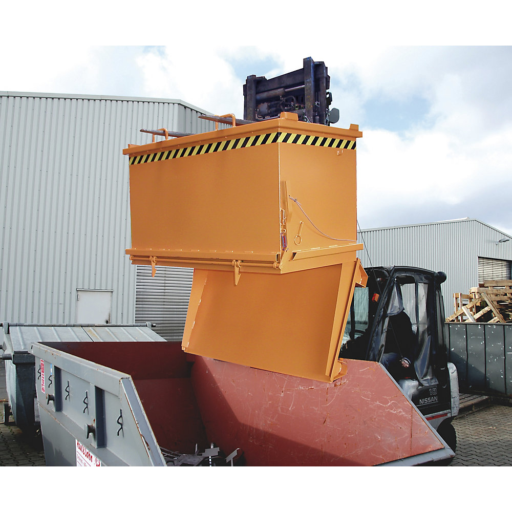 Klappbodenbehälter SB, Volumen 2 m³, Traglast 2000 kg, gelborange eurokraft pro 2