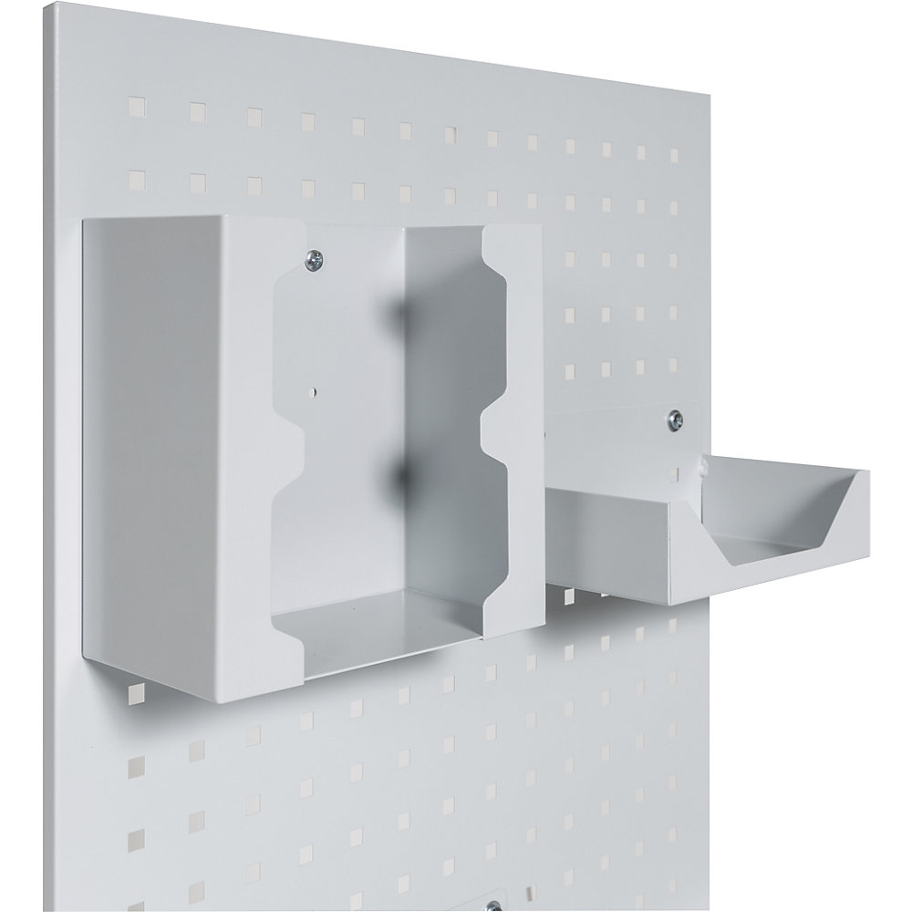 Accessory set for workshop hygiene station, 3 brackets for perforated wall assembly, suitable for hygiene station