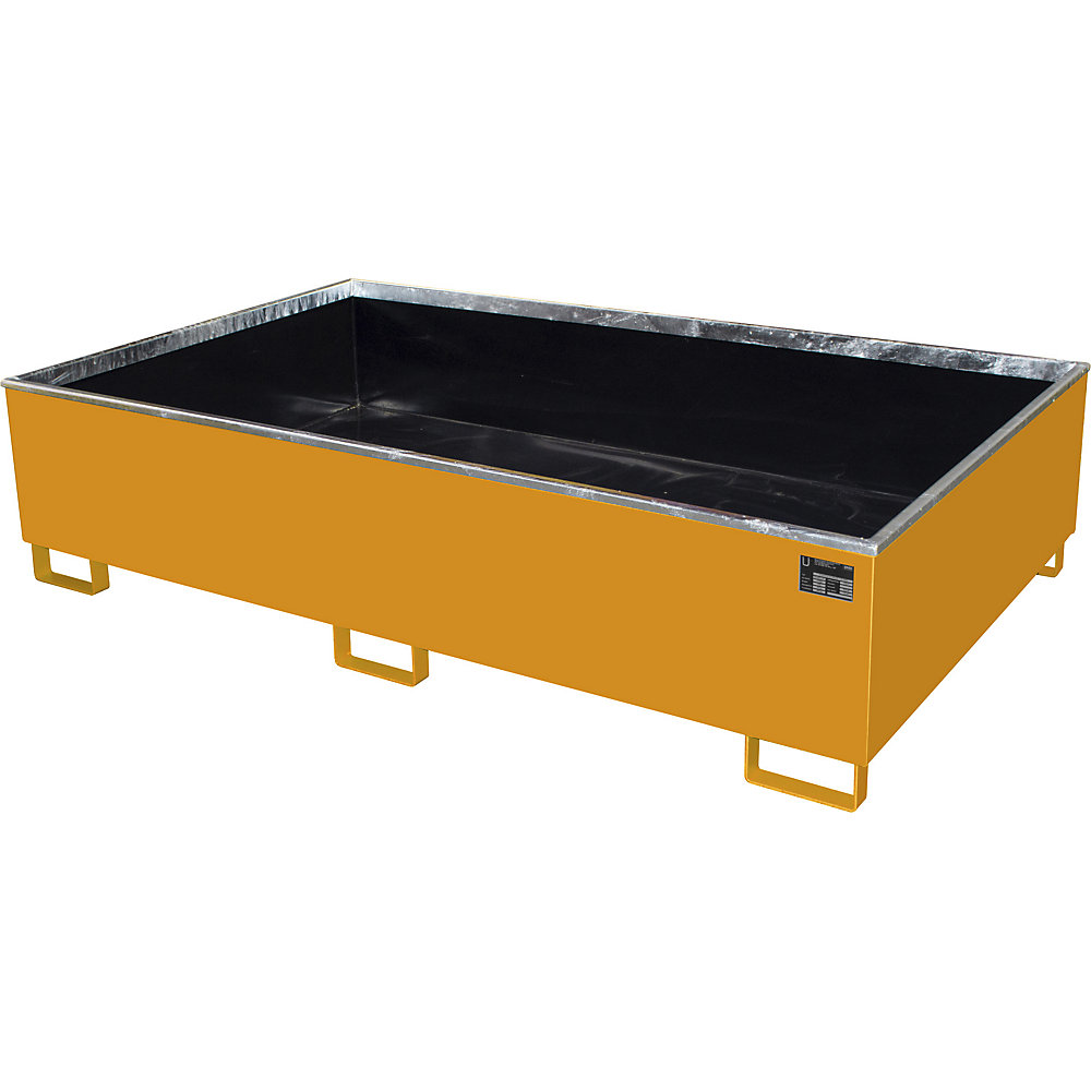 Regal-Bodenwanne mit PE-Einsatz, 1000 l Auffangvolumen, LxBxH 2165 x 1315 x 510 mm, orange eurokraft pro