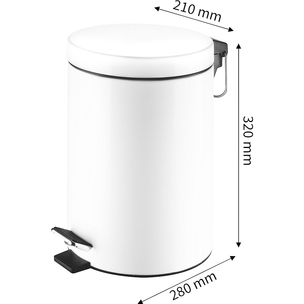 Kosmetikabfall-Treteimer aus Stahl, Volumen 5 l, HxBxT 320 x 210 x 280 mm, weiß beschichtet AIR-WOLF 2
