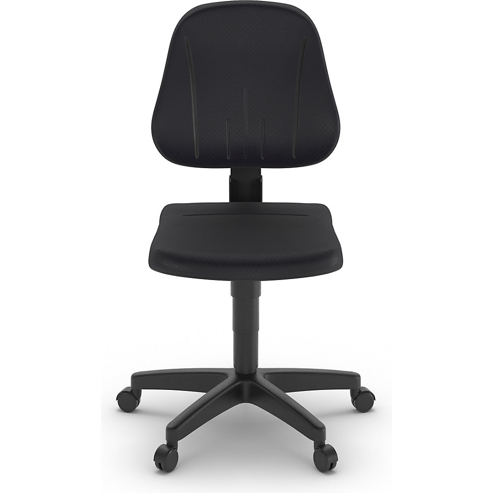 Arbeitsdrehstuhl, mit Gasfeder-Höhenverstellung, PU-Schaum, schwarz, mit Rollen bimos 2
