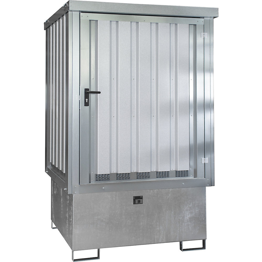 Stahl-Gefahrstoffdepot, für 1 x 1000-l-IBC, verzinkt eurokraft pro