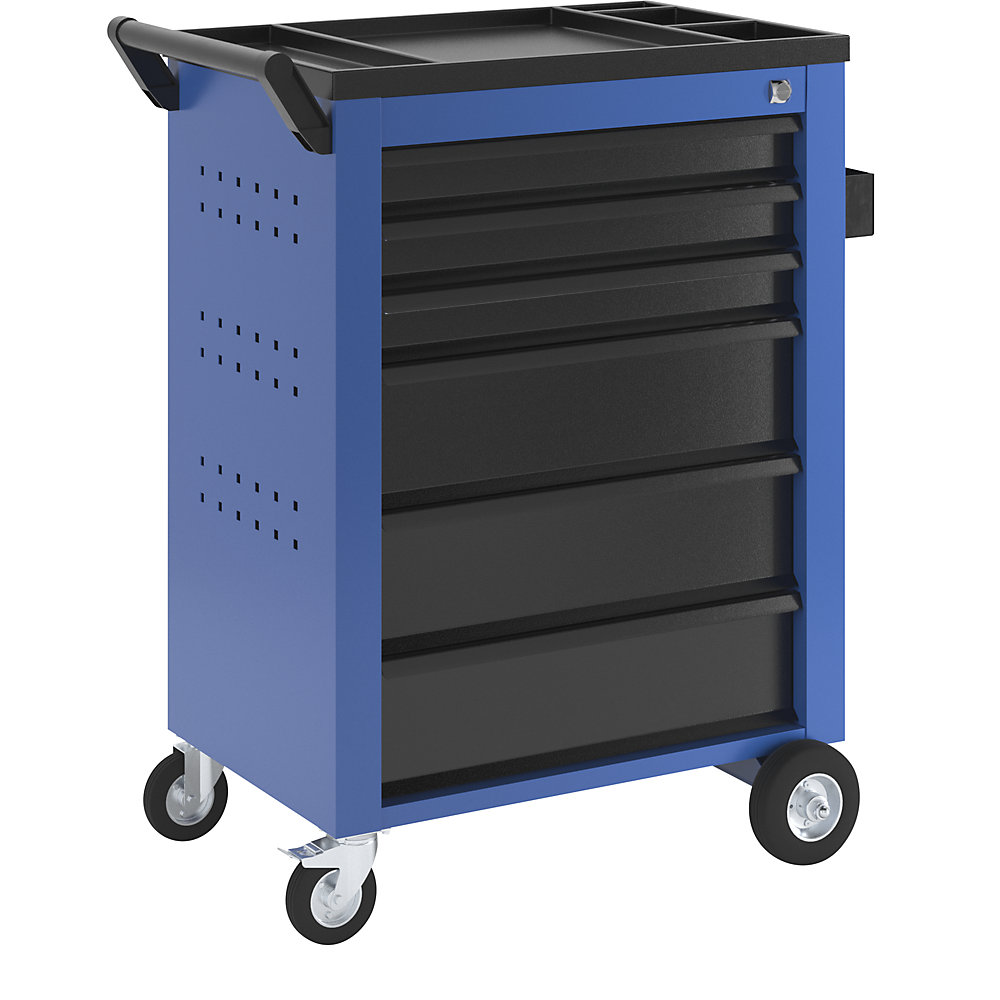 Werkzeugwagen, 6 Schubladen mit Einzelarretierung, HxBxT 930 x 630 x 410 mm, blau eurokraft pro