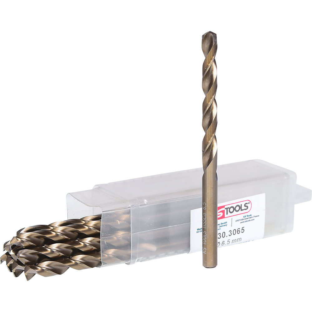 KS Tools Punta elicoidale HSS-G Co 5, conf. da 10 pz., diametro 6,5 mm