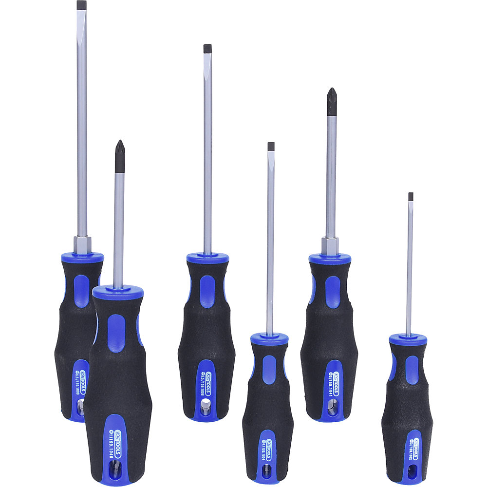 KS Tools Jeu de tournevis ERGOTORQUEplus, fente / PZ, 6 éléments
