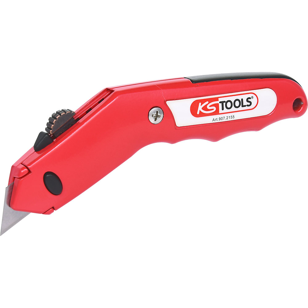 KS Tools Coltello universale professionale, taglio bidirezionale, con lama trapezoidale, lunghezza 165 mm