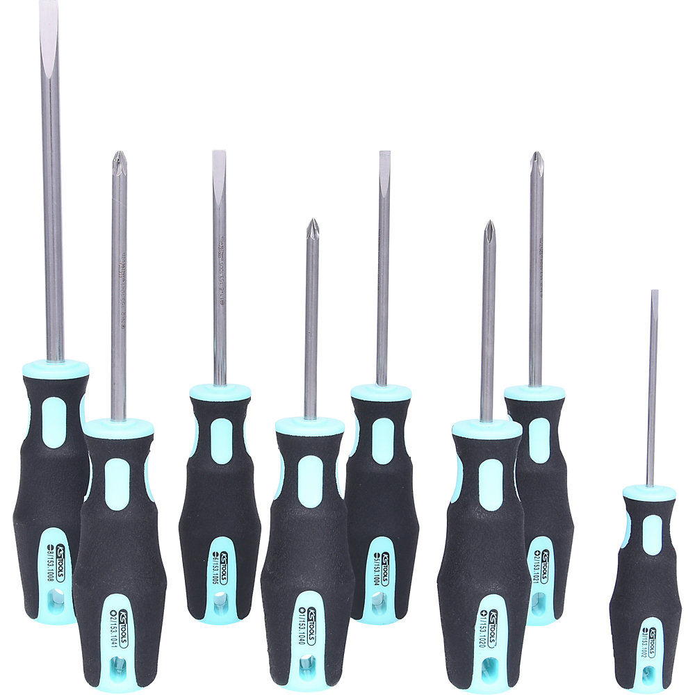 KS Tools Set di cacciaviti in acciaio inox, impugnatura bicomponente, 8 pezzi