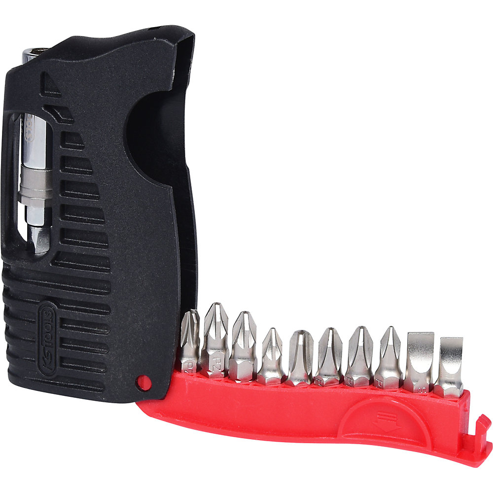 KS Tools Astuccio con inserti Mini a intaglio da 1/4'', PH, PZ, 11 pezzi, nichelato