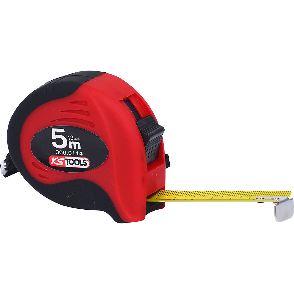 KS Tools Mètre à ruban avec dispositif de verrouillage, noir / rouge, longueur 5 m, largeur de la bande 19 mm