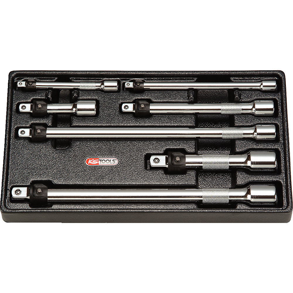 KS Tools Set di prolunghe CHROMEplus, zigrinate, con dispositivo di bloccaggio, 7 pezzi