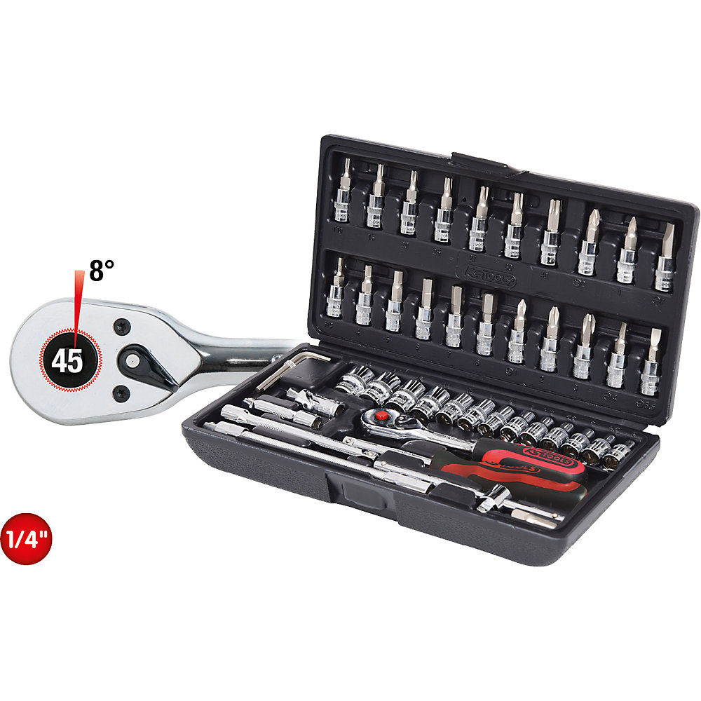 KS Tools Jeu de clés à douilles 1/4'' CHROMEplus, 48 éléments, 6 pans