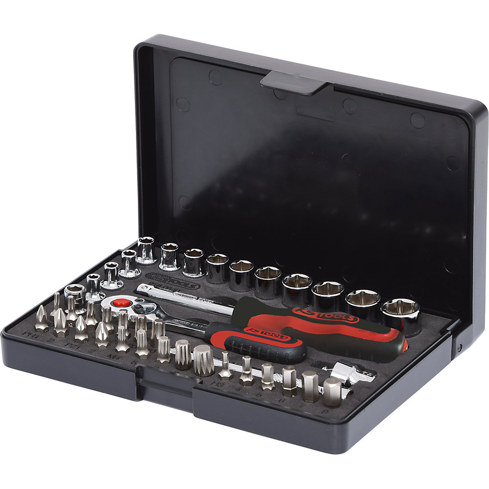 KS Tools Jeu de clés à douilles 1/4'' CHROMEplus, 40 éléments, traction latérale